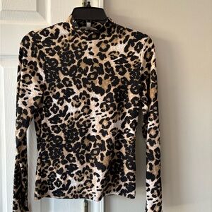 Gaze Black and Tan Animal Print Blouse